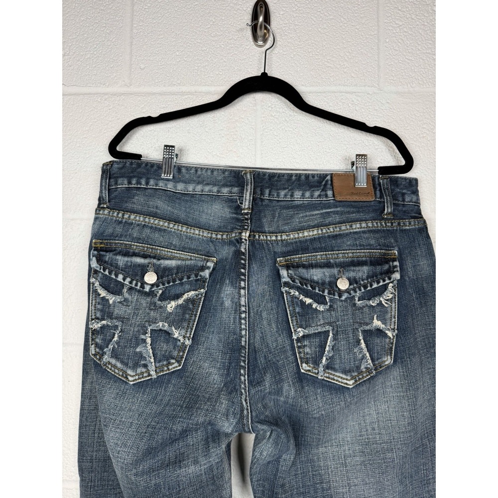 Red Camel Men's Jeans 38x32 Medium Wash Straight Distressed Flap Pocket Denim